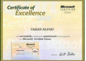 Certificate of Excellence 2008 - Fabian Ailenei