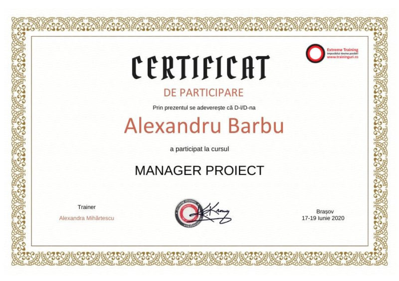 curs manager proiect online brasov
